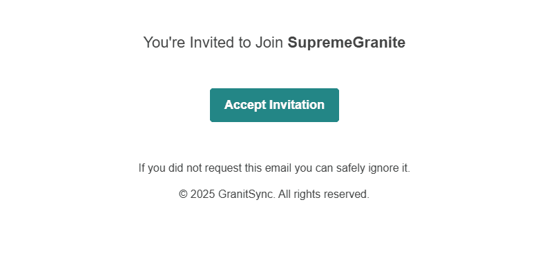 user invite email
