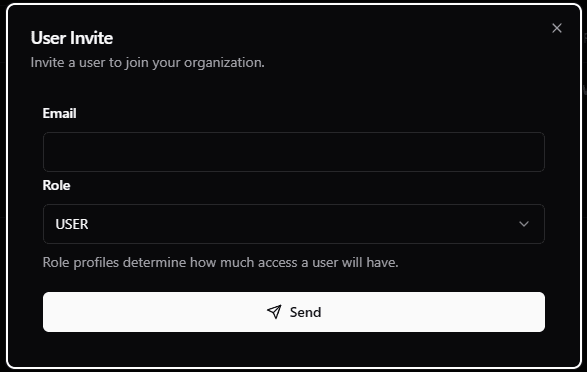 user invite modal